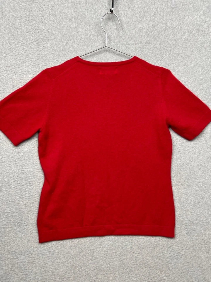 Vintage Sutton Studio Cashmere Knit Pullover Sweater Womens M Short Sleeve Red - Image 2 of 4