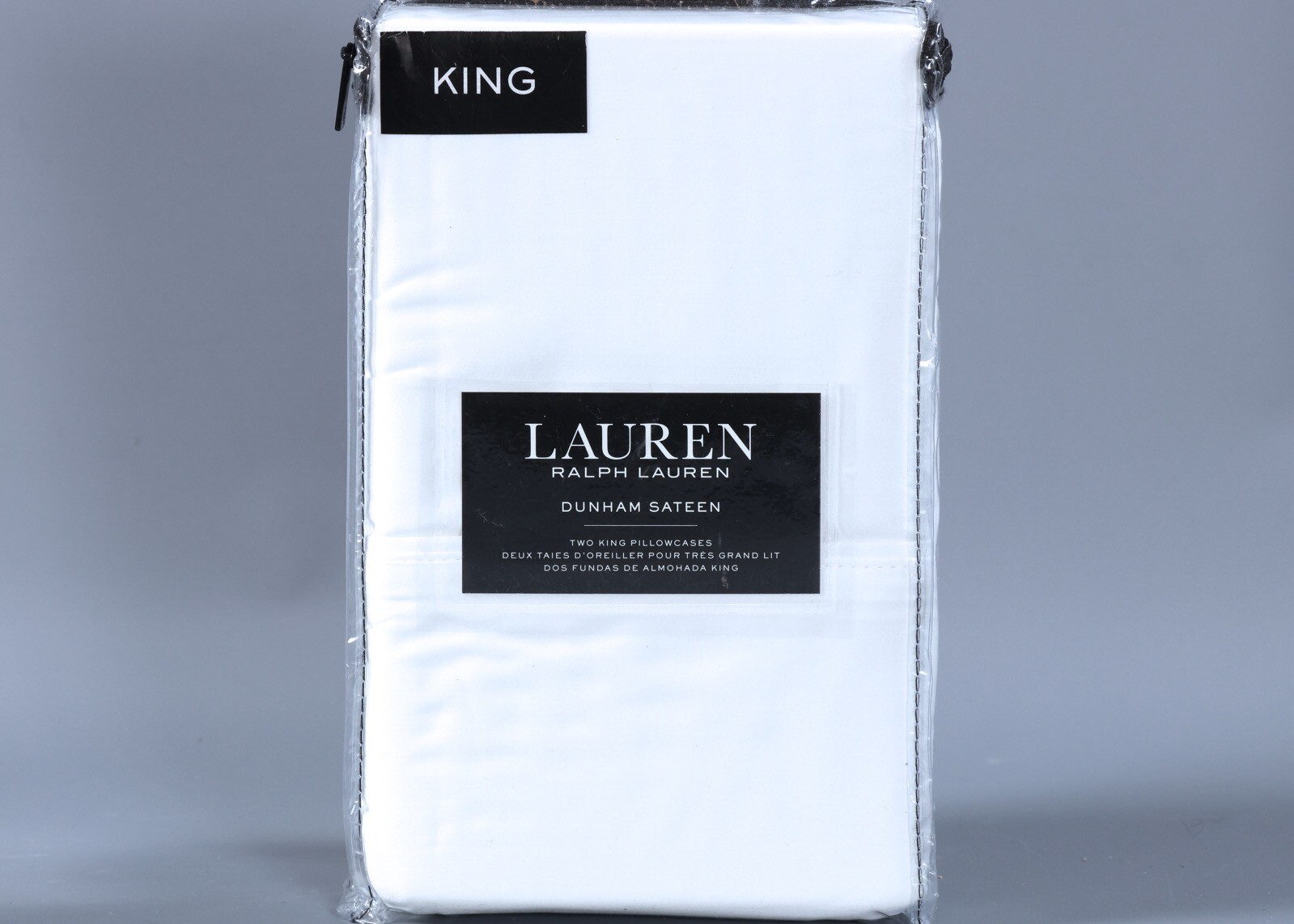 2 RALPH LAUREN DUNHAM SATEEN WHITE 300TC 100 Cotton KING Pillowcases
