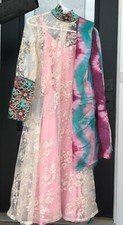 Pakistani Dress/ Shalwar Kameez/ White lace dress/ size small