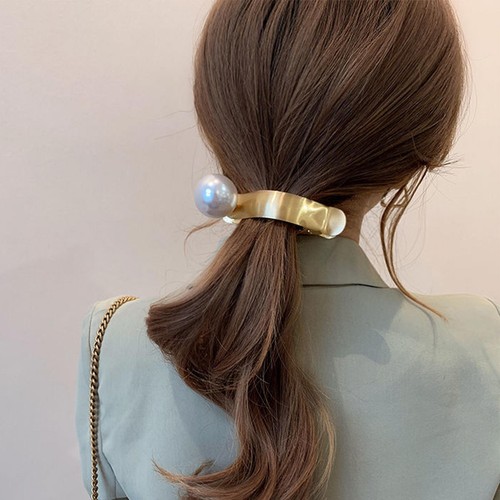 Perlen Haarspange Trend weiblich französischer Stil schlicht Metall Temperament Haar K0V0 - Bild 9 von 14