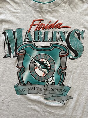 VTG 1990s Florida Marlins T Shirt Mens Large Gray MLB 1993