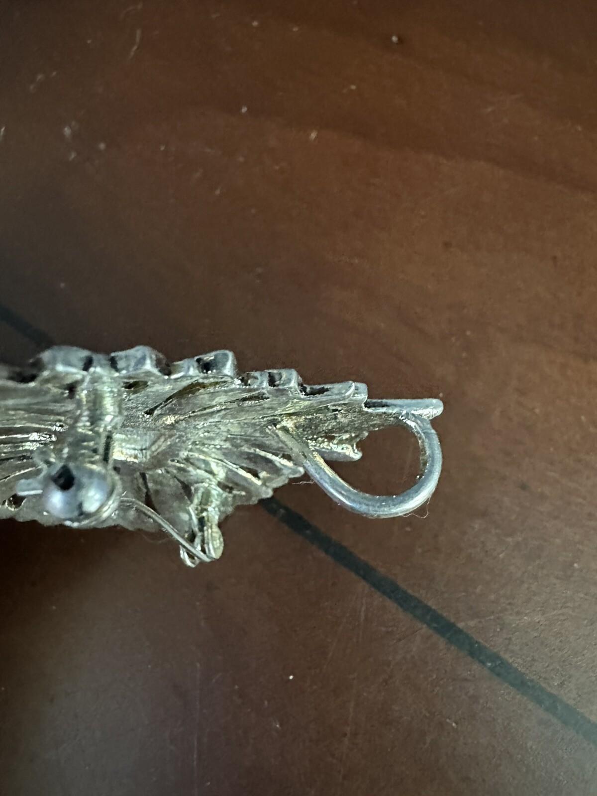 Vintage Rectangular Green Stone And Rhinestone Pe… - image 6