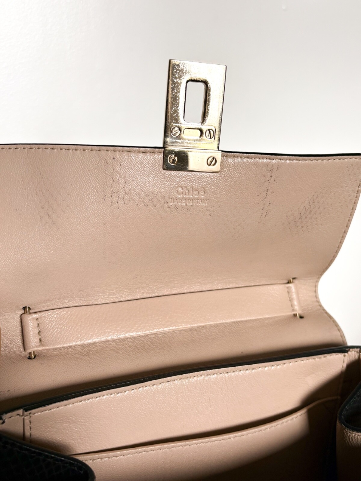 Authentic Chloé Drew Black Python Leather Medium … - image 10