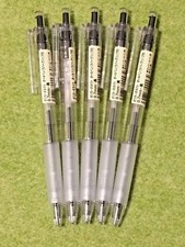 Muji Black Polycarbonate Clear Ball Point Gel Pen 0.7mm 5pcs Made in Japan