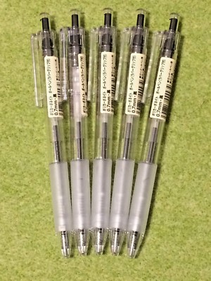 Muji Black Polycarbonate Clear Ball Point Gel Pen 5pcs