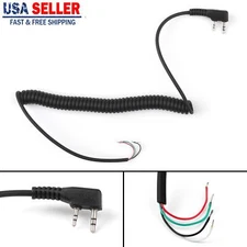 2 pin 4 Wire Speaker Mic Cable Line Fit For Baofeng UV5R Kenwood TK370