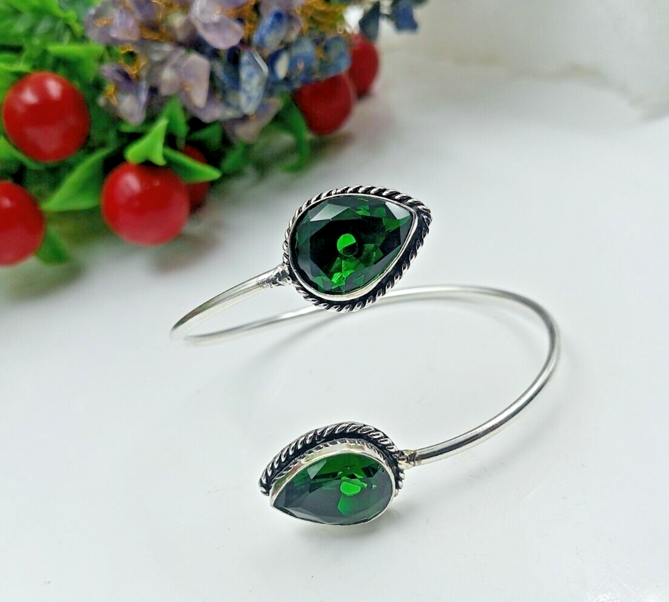 925 Sterling Silver green Topaz Gemstone Handmade Jewelry Bracelet eBay