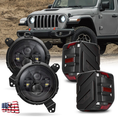 Fit 2020-2025 For Jeep Gladiator Sport Rubicon LED Headlights + Tail Lights Kits