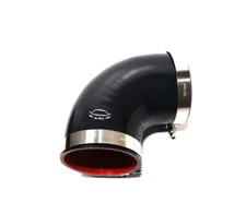 4-Ply Reinforced 4" ID 90 Degree Elbow  Silicone Hose + T Bolt Clamp BLACK