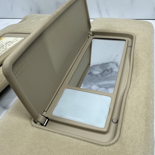 1999-2003 Lexus RX300 Pair Tan Cloth Sun Visors Lighted Set Beige With Hardware - Picture 9 of 24