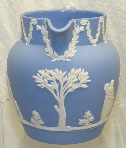 Guirnalda Wedgwood Cupido Querubín Azul Jarra Inglaterra De Colección 1950 Jaspe - Imagen 3 de 10