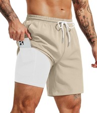 Men Quick Dry Swim Trunks 7 inch Inseam Swim Shorts Beach Swimwear with Compr...