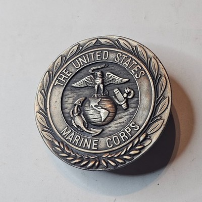 THE UNITED STATES MARINE CORPS BELT BUCKLE MARINE METAL BRONZE GOLD EGA E.G.A.