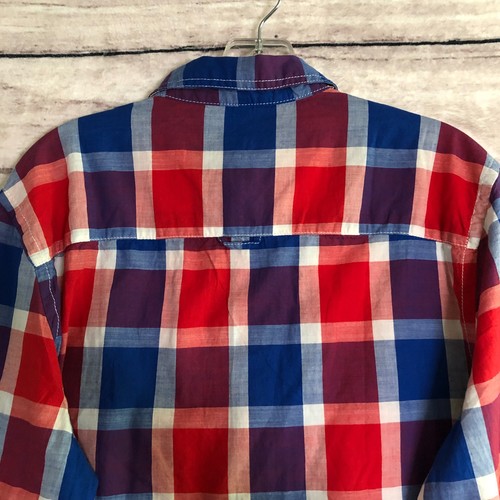 H&M Divided Shirt Mens M Red White Blue Plaid Button Up Cotton Long Sleeve New