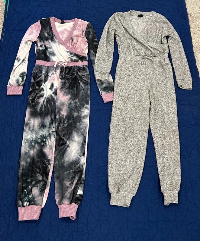 TWO LOT 2 - Art Class Girls' Long Sleeve Cozy Jumpsuit Jumpers Girls Y M (7/8)
