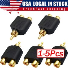 5x RCA Y Splitter AV Audio Video Plug Converter 1 Male to 2 Female Cable Adapter