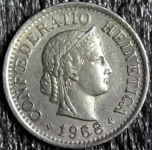 1968 Swiss 10 Rappen Foreign World Coin KM#27 (z1267)