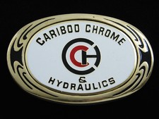 RF11101 VINTAGE 1983 CARIBOO CHROME HYDRAULICS SOLID BRASS BELT BUCKLE