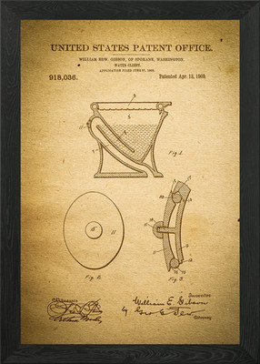 Wasser Schrank Patent gerahmtes Wandbild Poster Leinwanddruck Bild