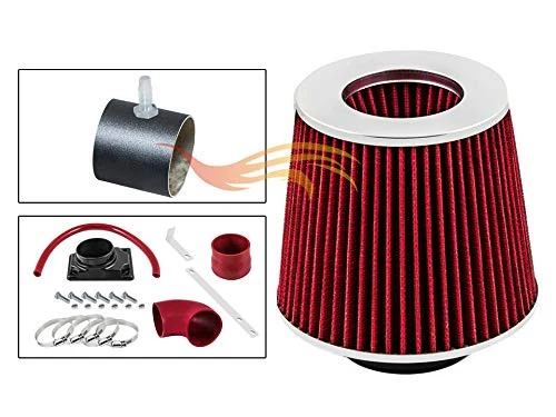 BCP RW 红色 适用于 02-07 三菱 Lancer 2.0L L4 进气套件系统 + 过滤器 — 第 3/3 张图片