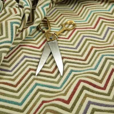 Bunter Chevron Stoff Chenille Candy breit gestreift Struktur Polster pro Meter