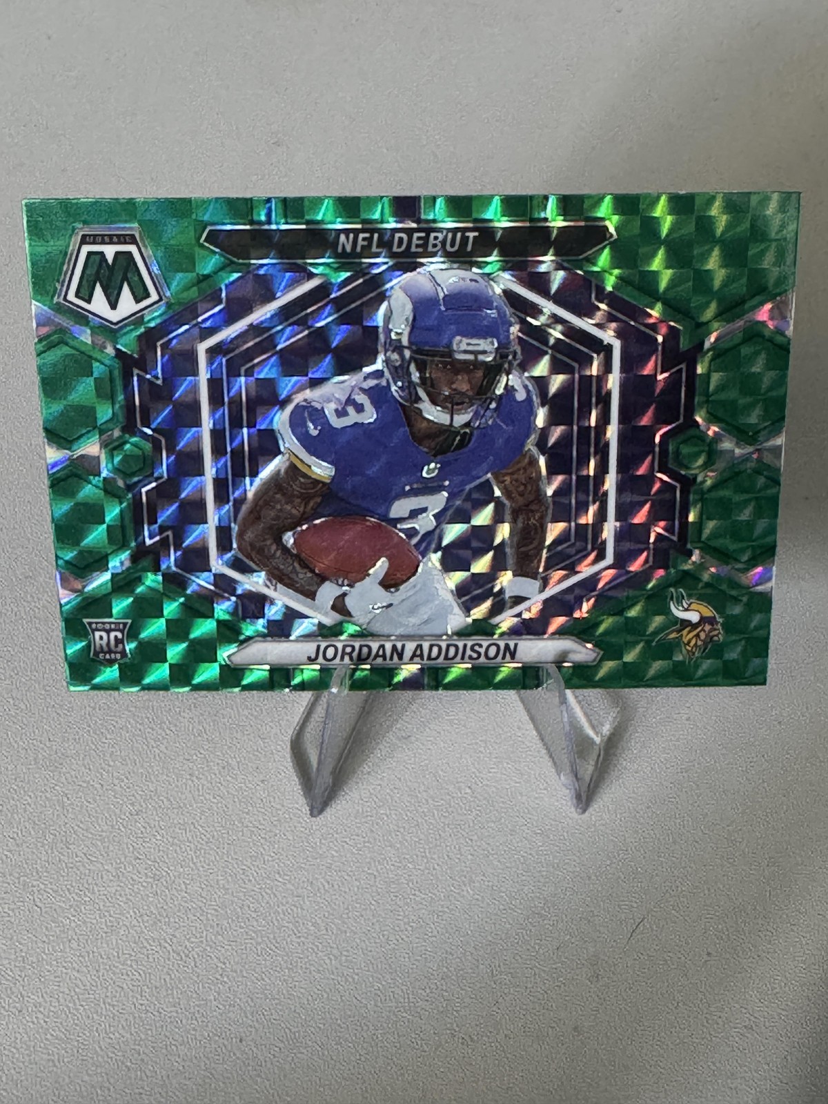 2023 Panini Mosaic #ND-14 Jordan Addison Green Mosaic Minnesota Vikings