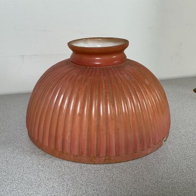 Pink Cased Glass Ribbed Glass Lamp Shade 10  Fitter