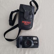 Pentax ZOOM 90-WR 35mm Film Camera Black Point  Shoot TESTED W CASE BATTERY