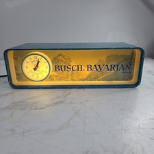 Vintage Busch Bavarian Beer Clock Cleaned Tested Working With New Bulb