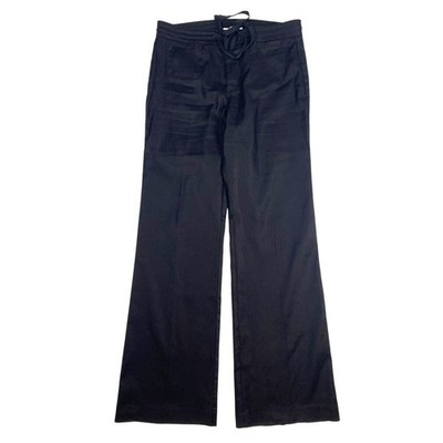 Level 99 Linen Lyocell Wide Straight Leg Pants Trousers Womens 29 Black