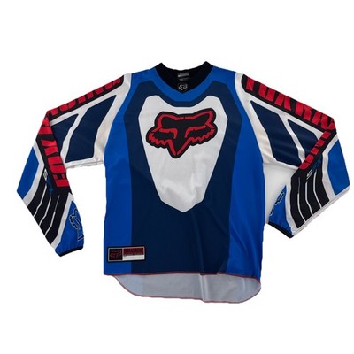 FOX RACING ALLOVER PRINT T-SHIRT COTTON LONG-SLEEVED RED BLUE