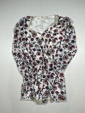 Altar'd State Romper Womens Small White Floral Long Sleeve Lace Trim Boho