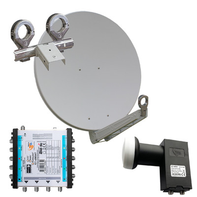 Gibertini OP 75 SE - Alu-Antenne - weiss - 64 Te. Wid.-LNB und Multis. 2 SAT