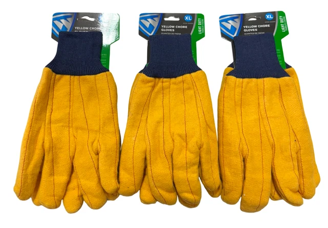 West Chester Heavy-Duty Polyester & Cotton Yellow XL Chore Gloves 3 Pack