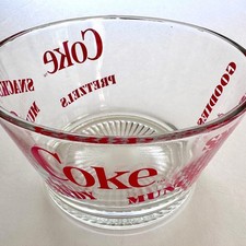 Vintage Clear Glass Coca-Cola Snack Bowl Retro Diner Bar Decor