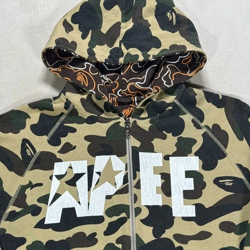 A Bathing Ape Reversible Jacket Mens Small Camo Hoodie Full Zip Pockets image 11
