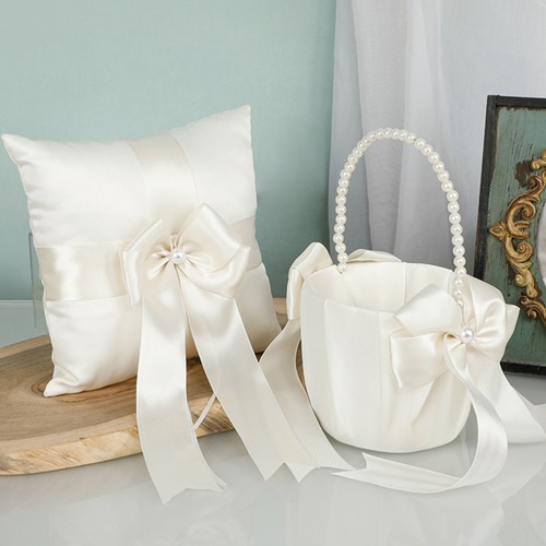 Flower Girl Basket Ring Pillow Set Bride Unique Wedding Favors for Ceremony - Picture 5 of 12