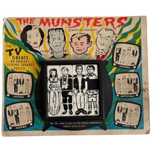 Vintage 1964 The Munsters Roalex Sliding Squares Puzzle No 216 Original Card