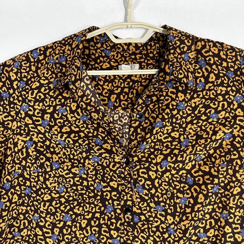 LOGO Lori Goldstein Babydoll Tunic Top Women Size S Brown Leopard Print Floral - Picture 3 of 8