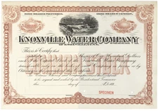 Knoxville Water Company. Stock Certificate.
