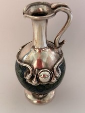 RARE SILVER CASED IRIDESCENT GLASS EWER - DAVID BARAK ??/LOETZ ??