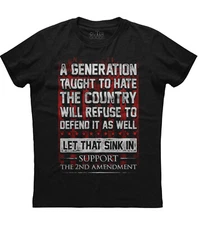 Support The 2nd Amendment New Men's Shirt Guns Rights AR15 Pro-Gun USA Flag Tees