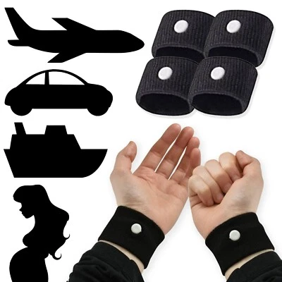 PEBBLE ELEVEN 4Pc ANTI NAUSEA TRAVEL SICKNESS WRIST BANDS Motion Sea Car Adult/Kids DRUG-FREE