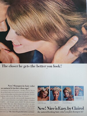 1965 Clairol Nice n Easy hair color closer he gets better you look ad