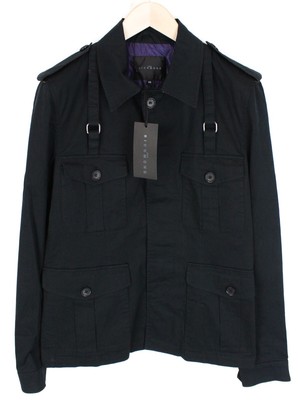 Richmond Herren Jacke 48 Marineblau Baumwolle Stretch Einreihige Spread Kragen