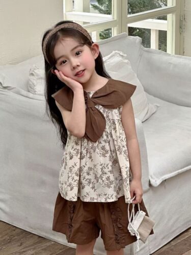 Adorable Infant Girl Summer Outfit Set with Bow & Shorts ? Style 534#