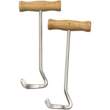 New! Pair of 7 1/2" METAL BOOT HOOKS w/ Wooden Handle For easy on English boots