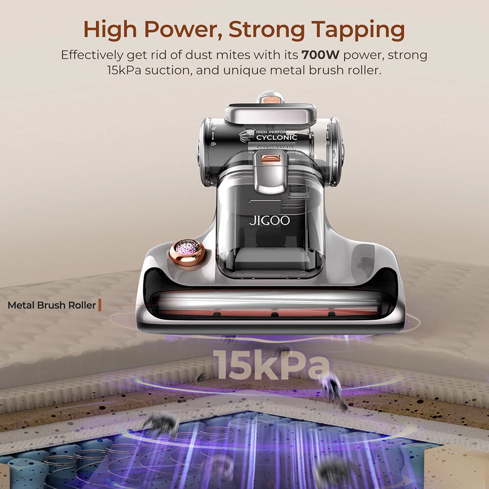 JIGOO T600 700W 15KPa Anti-Mite Vacuum Cleaner UV LED Display Aroma Diffusion - Image 3 of 4