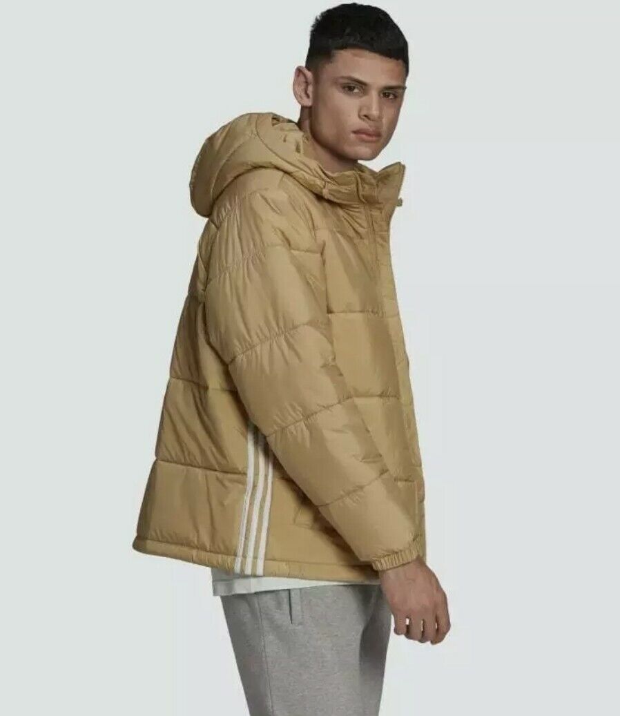 Adidas Originals Men's Padded Hooded Collar Puffer Beige Adidas Originals Men's Padded Hooded Collar Puffer Beige