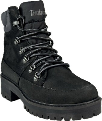 Timberland Women's Black Nubuck Leather Waterproof Hiker Boot SZ 7, A2EZ8